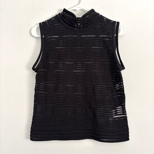 Missoni Black Sleeveless Sheer Top Mandarin Collar Women’s Size 44 / US 8